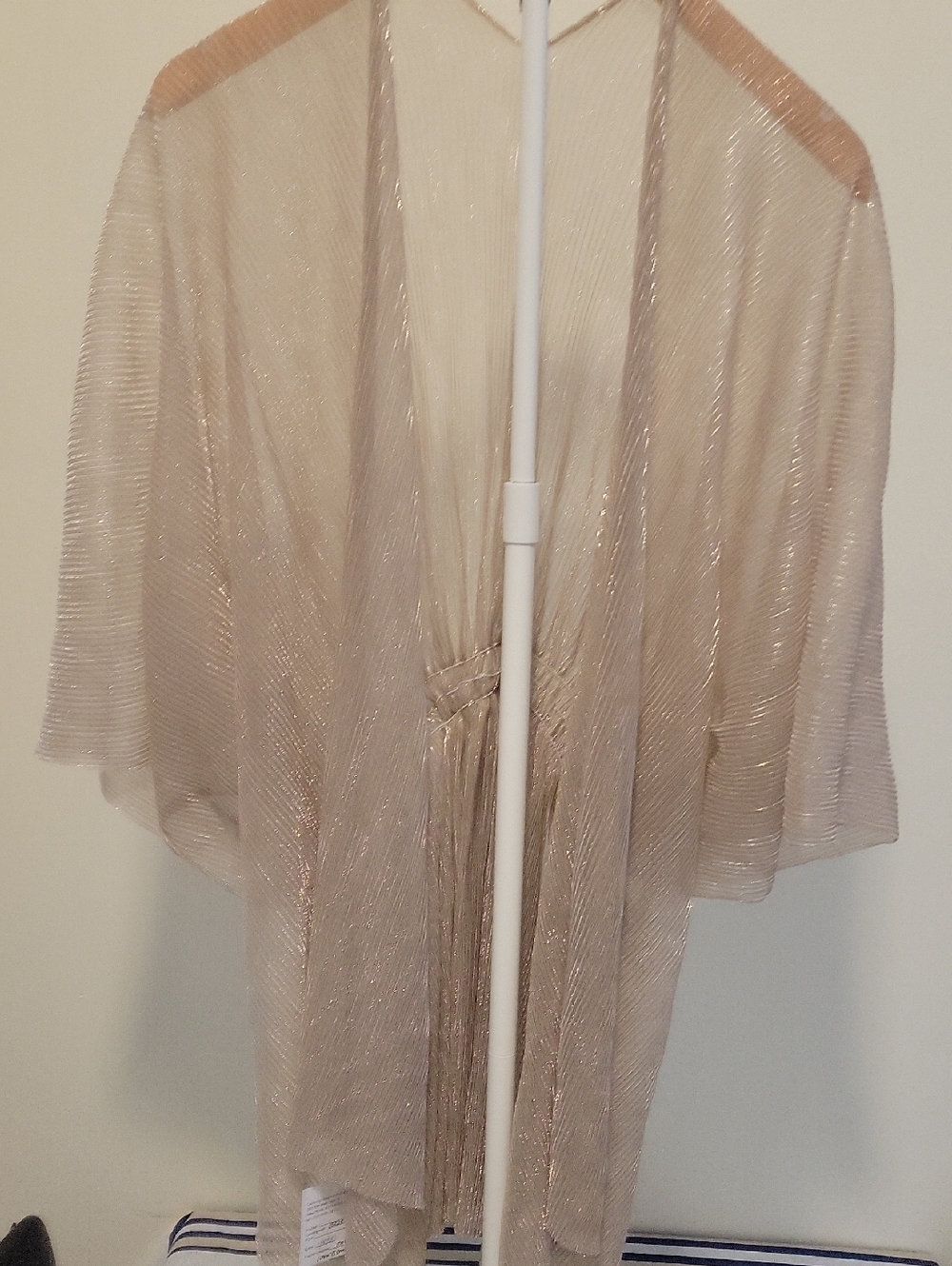 Sheer Metallic Taupe Kimono Cover-Up